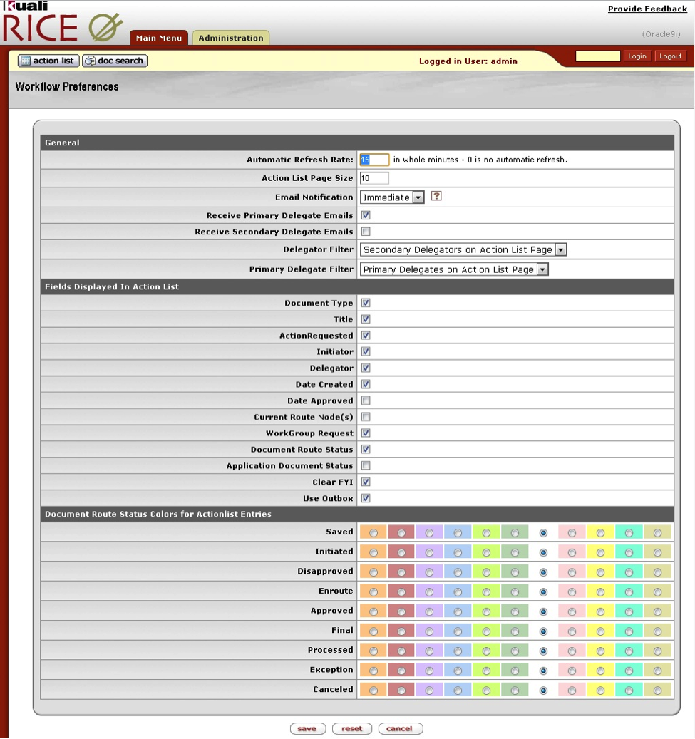 Workflow Preferences