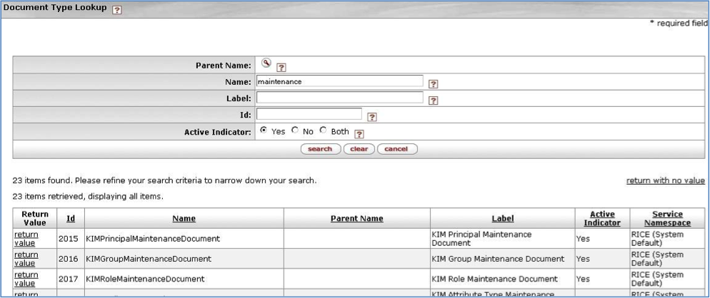 Document Type Lookup