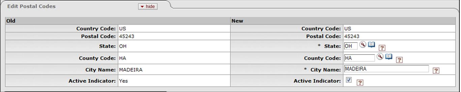 Postal Code Manintenance Document: Edit Postal Codes Tab