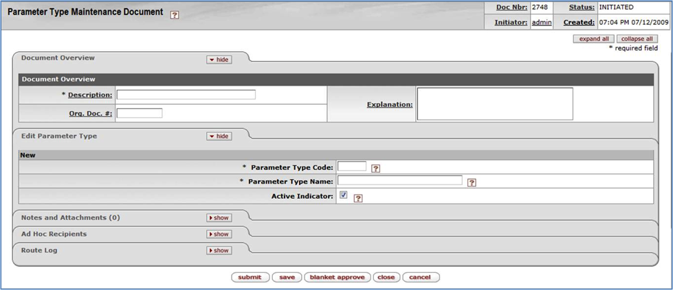 Parameter Type Maintenance Document