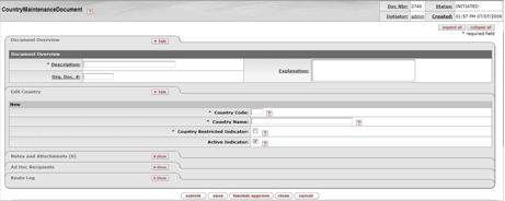 Country Maintenance Document