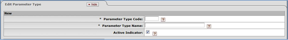 Parameter Type Maintenance Document: Edit Parameter Tab