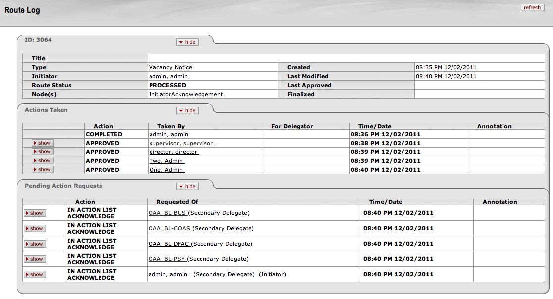 Route Log