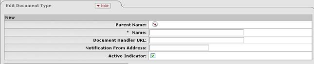 Edit Document Type tab