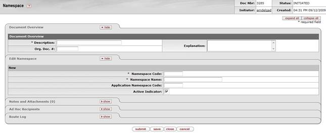 Namespace document