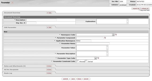 Parameter document