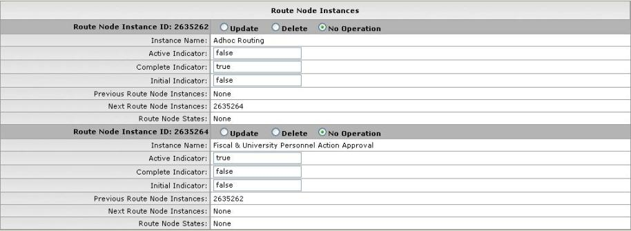 Route Node Instances