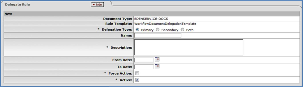 Routing Rules Delegation: Delegate Rule Tab