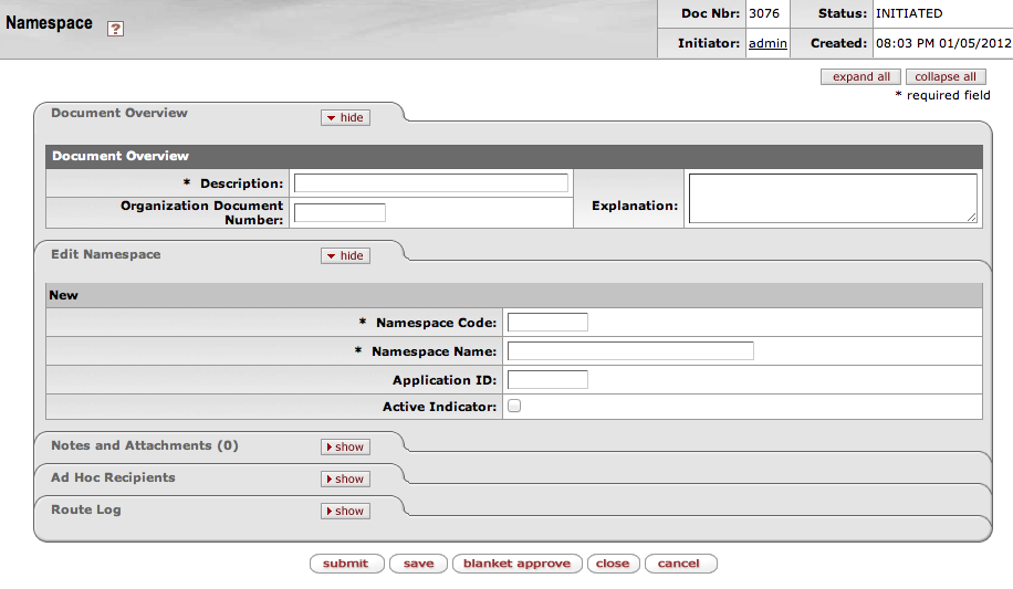 Namespace document