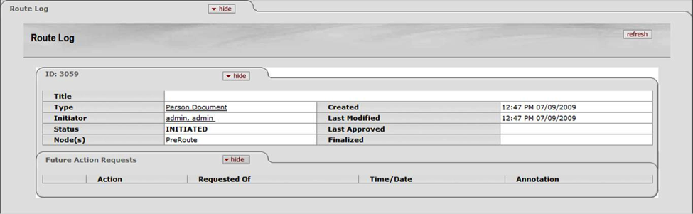 Route Log Tab