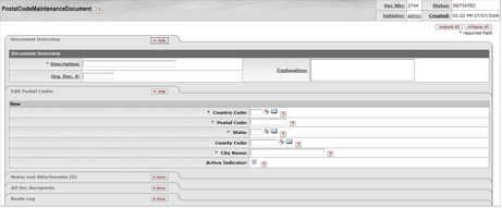 Postal Code Manintenance Document