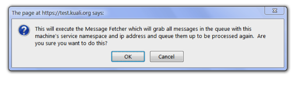 Execute Message Filter: Confirmation Screen