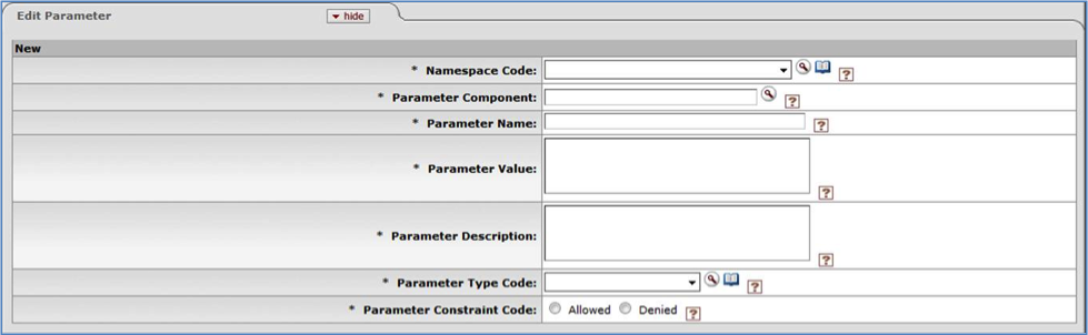 Parameter Maintenace Document: Edit Parameter Tab