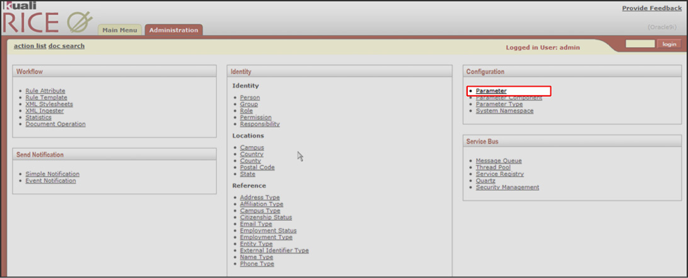 Configureation Channel: Parameter Link