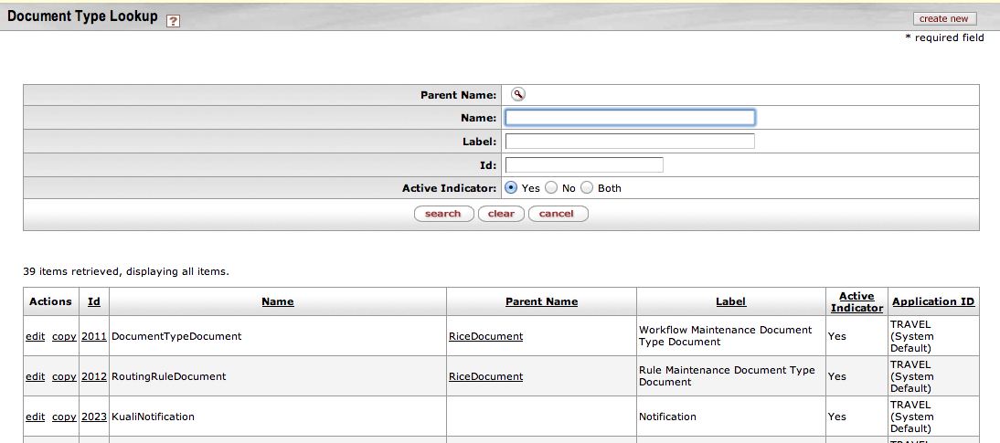 Document Type Lookup