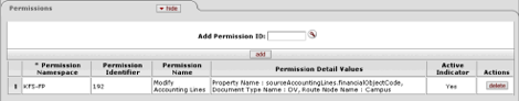 Role Maintenance Document: Permissions Tab, Add Permissions