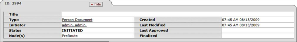 Route Log Tab: ID Section