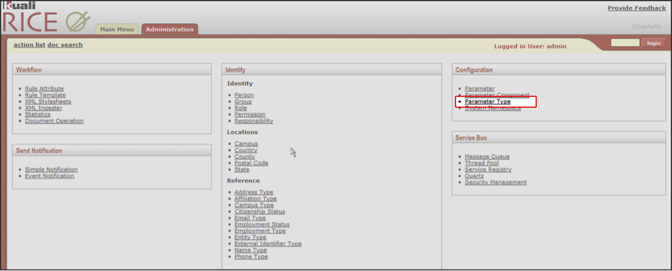 Configuration Channel: Parameter Type Link