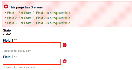 State-based Validation Server Errors