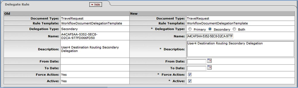 Routing Rule Delegation: Delegate Rule Tab, Edit/Copy View