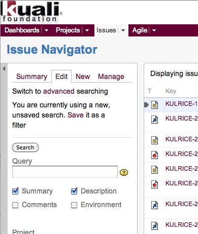 Jira Search: Query options