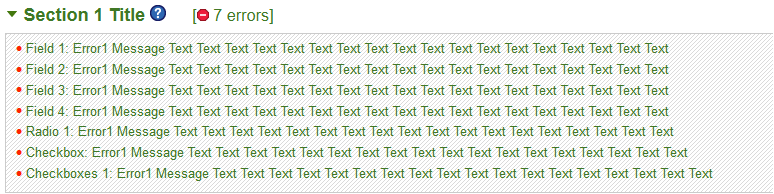 ValidationMessages for a Section