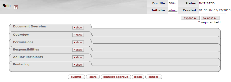 Role Maintenance Document: Tabs