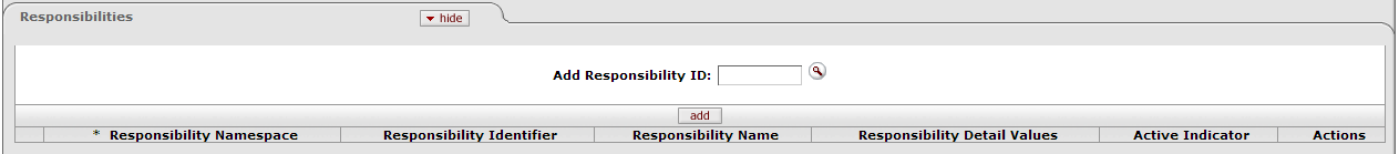 Role Maintenance Document: Responsibilities Tab