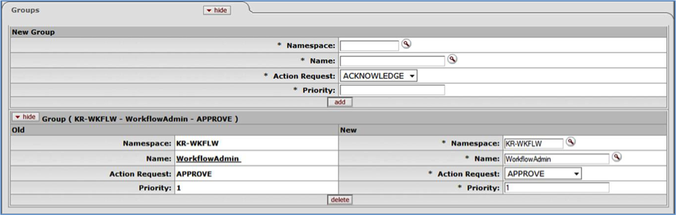 Routing Rules Delegation: Groups Tab, Edit/Copy View