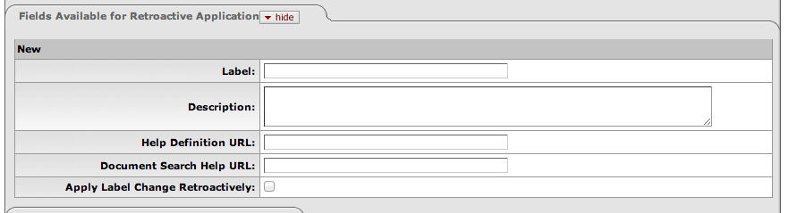 Fields Available for Retroactive Application tab