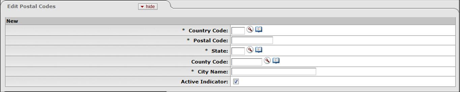 Postal Code Manintenance Document: Create Postal Codes