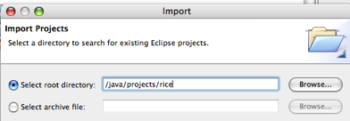 Eclipse Import Project Directory