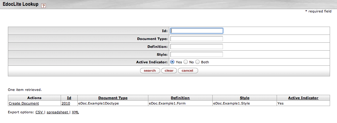 eDocLite Lookup