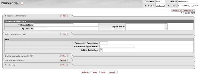 Parameter Type document