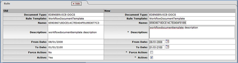 Rule Maintenance Document Type Document: Rule Tab, Edit/Copy View