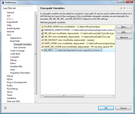 Eclipse Classpath Variables