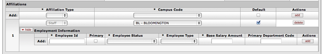 Faculty and staff Employment Information